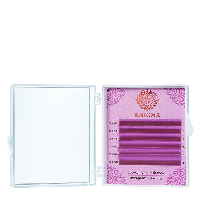 Ресницы цветные Enigma "Lavender" изгиб C, D (МИКС, 6 линий)