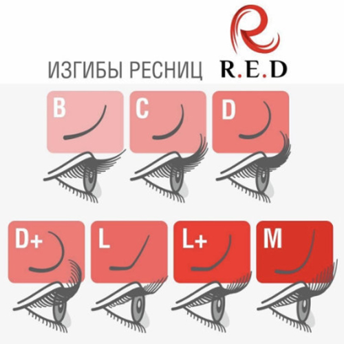Неоновые ресницы RED NEON (МИКС, 6 линий)